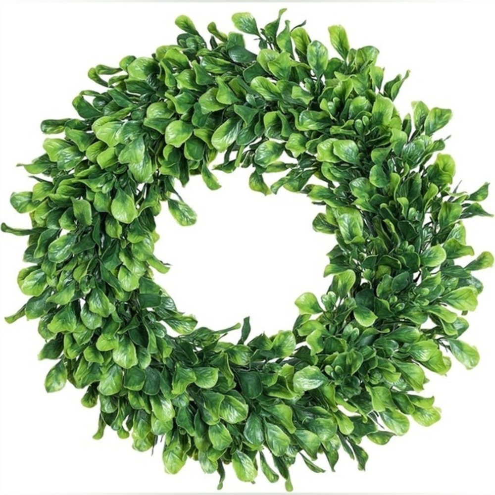 10X10 Mini Greenery Wreath Faux Boxwood Farmhouse Cottagecore Home Decor